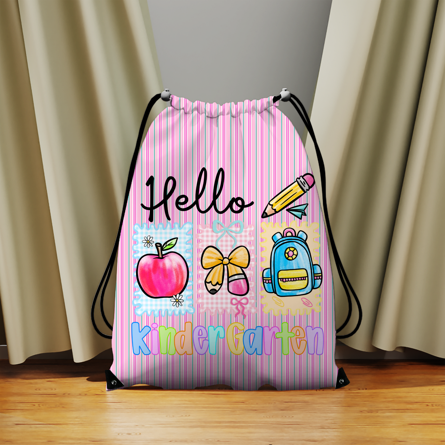 Hello School Days, Personalized Grade Drawstring Bag Collection – Pre-K to Fifth Grade
