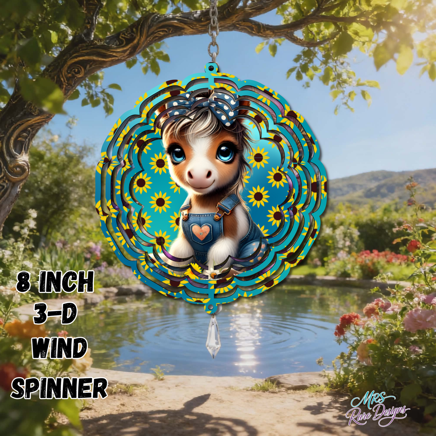 Cute Baby Donkey Sunflower 3D Wind Spinner – 8 Inch Garden Decor by Mrs Rare Designs