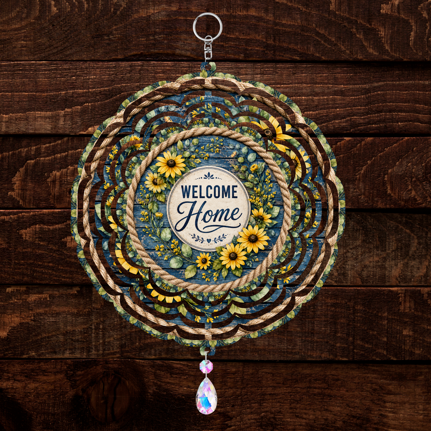 Sunshine & Welcome Home 3D Wind Spinner — 8 Inch Garden Art