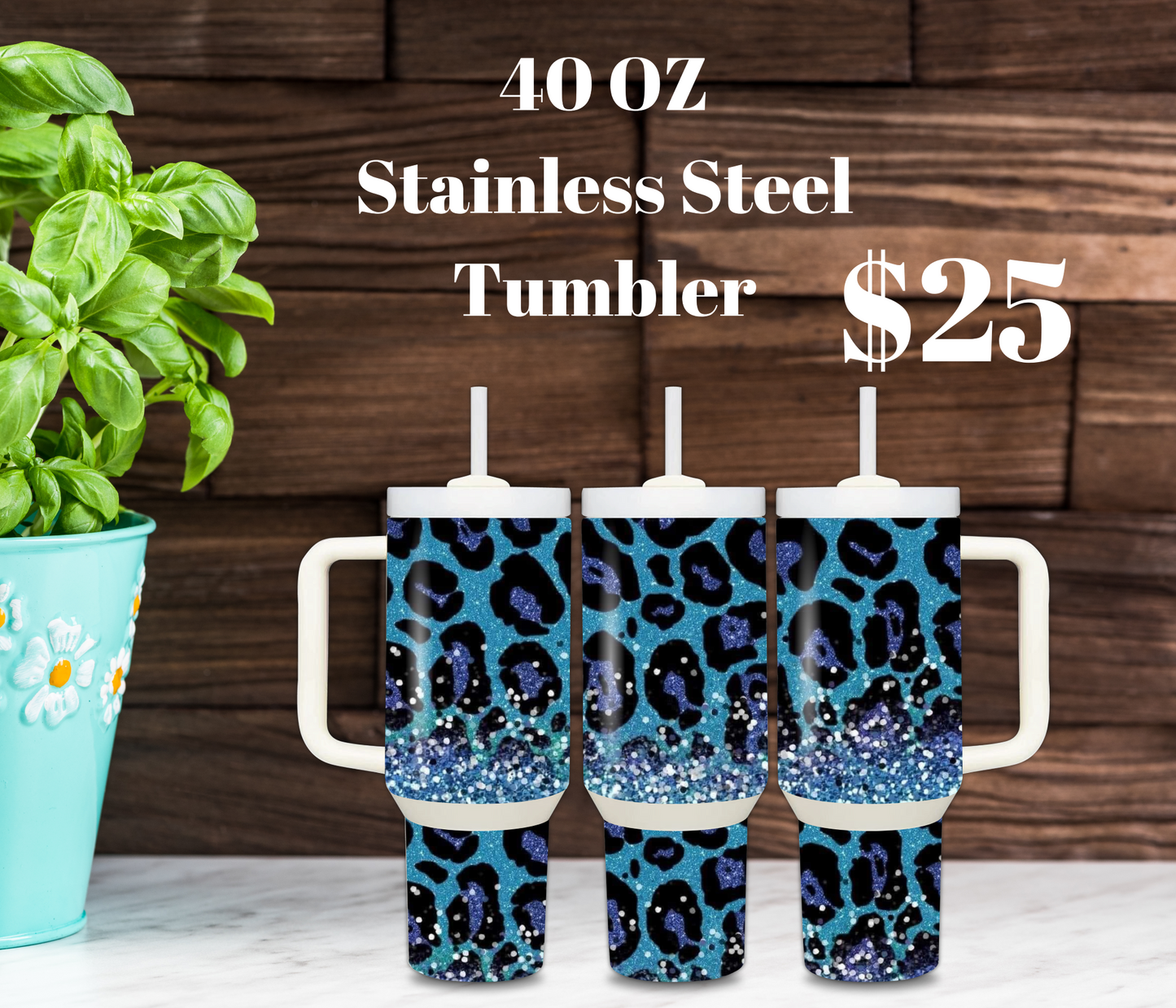 Glam Leopard 40oz Stainless Steel Tumbler