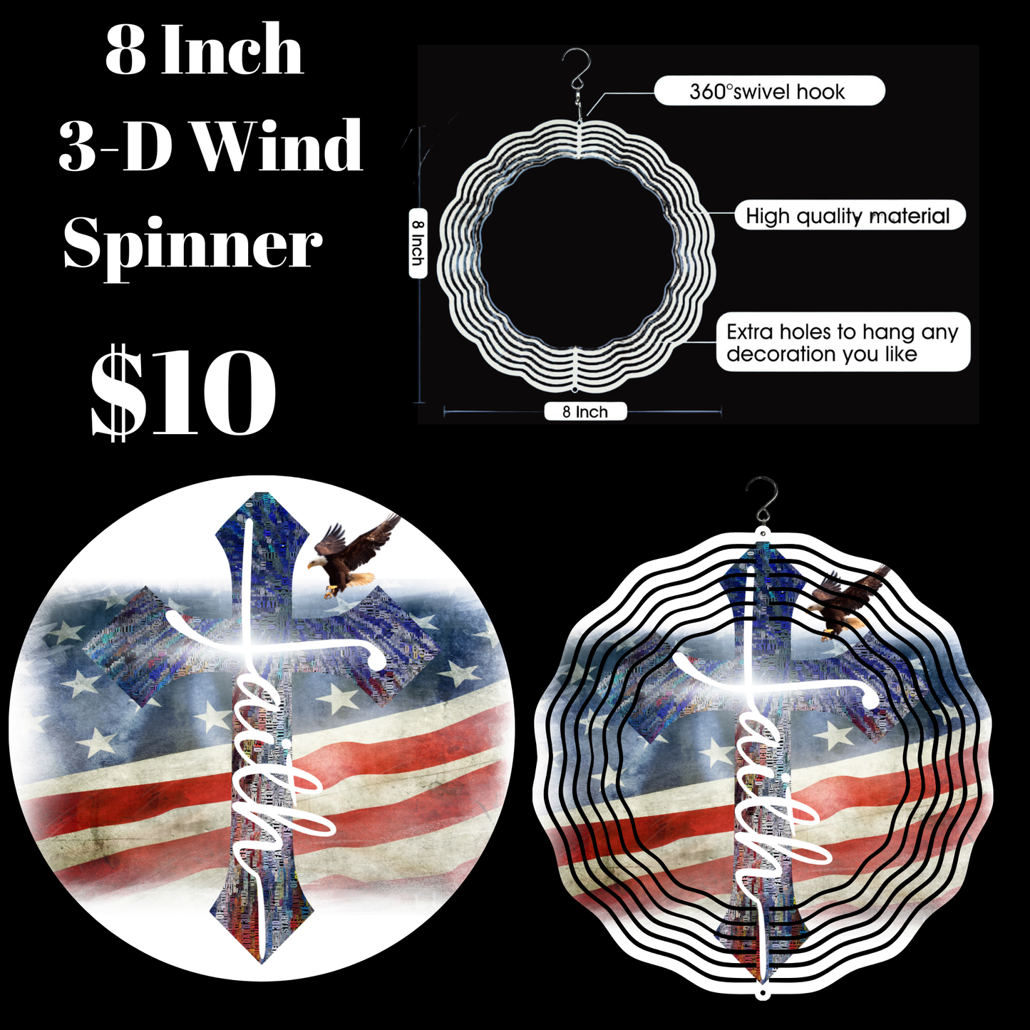 Patriotic Faith 3D Wind Spinner