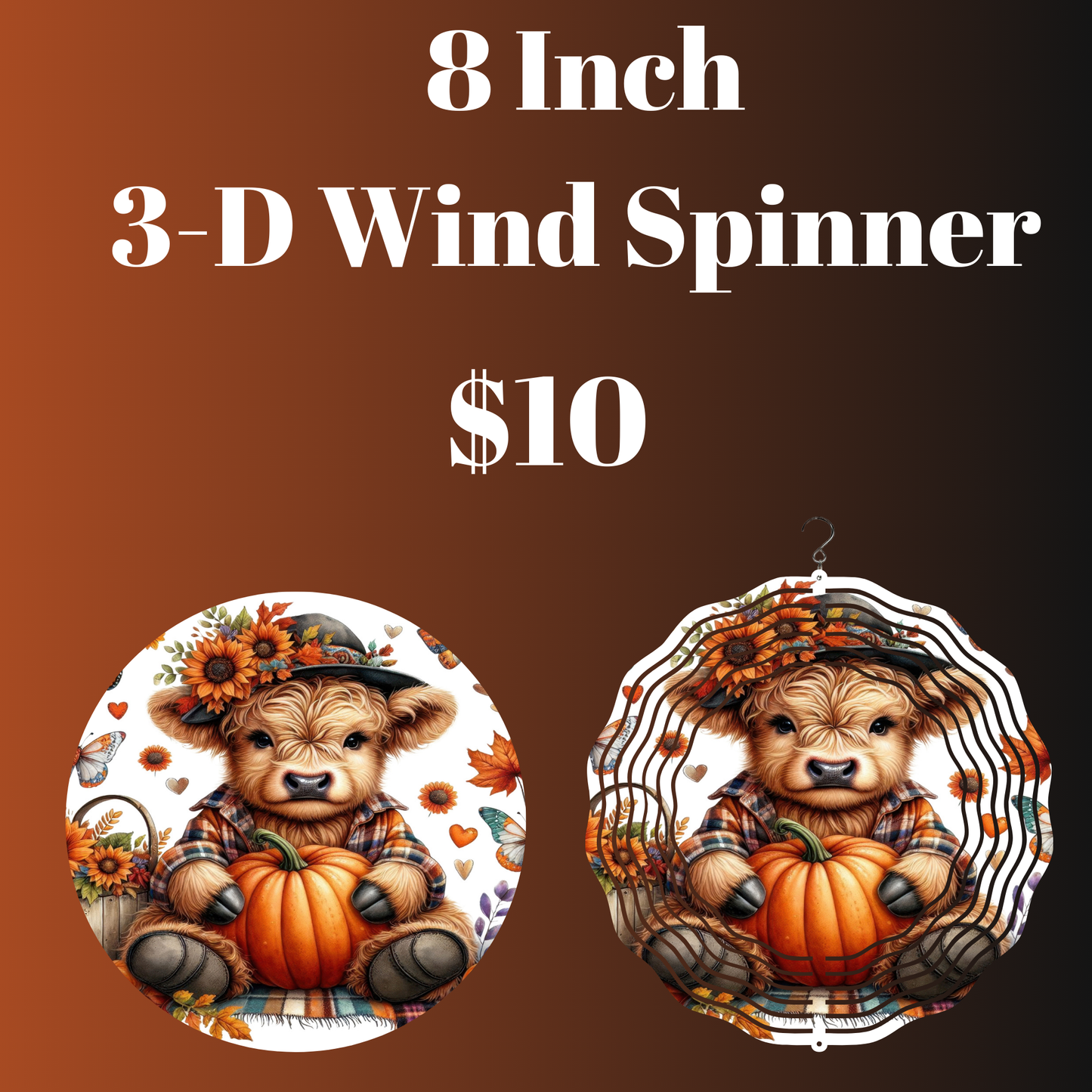 Autumn Highland Cow 3-D Wind Spinner