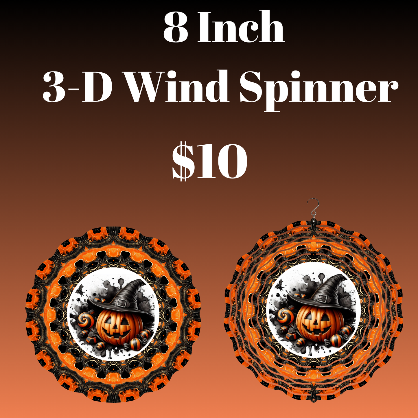 Halloween Pumpkin Witch 3-D Wind Spinner