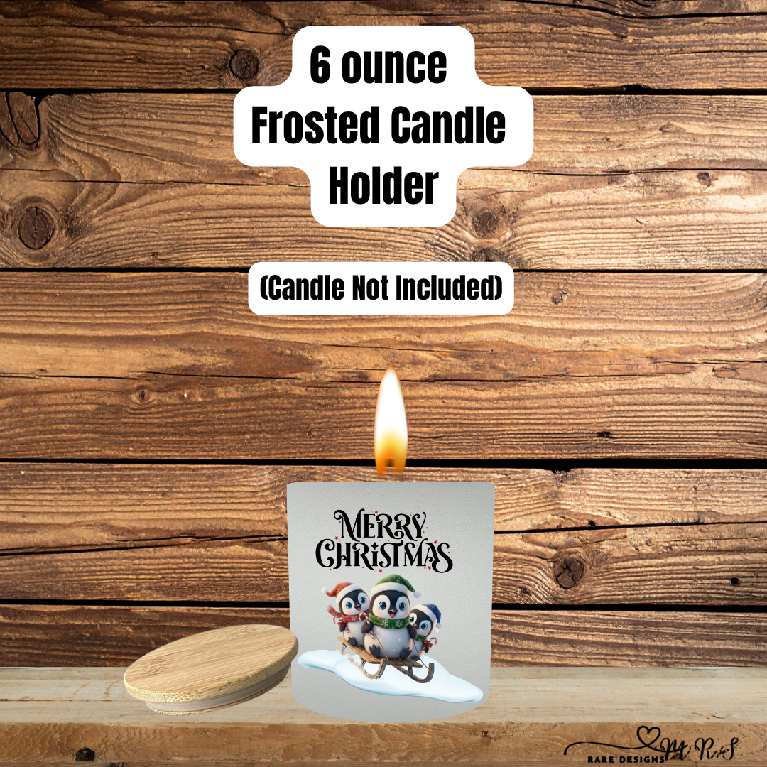Penguin Pals “Merry Christmas” Frosted Candle Holders