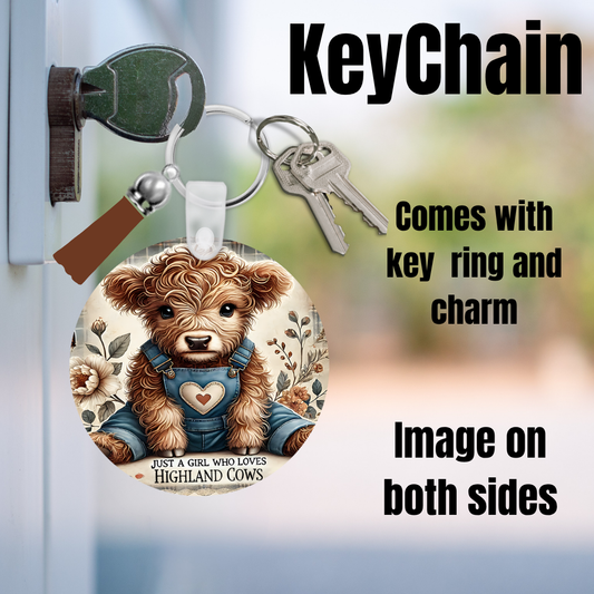 Highland Cuddle-Cub Double-Sided Keychain (Ring + Charm)