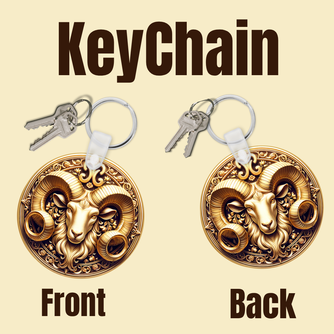 Golden Zodiac Emblem Keychain Collection