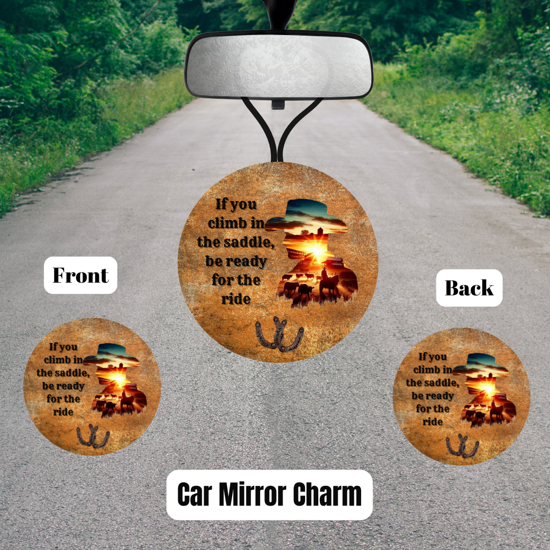 Saddle Up Sunset Car Mirror Charm