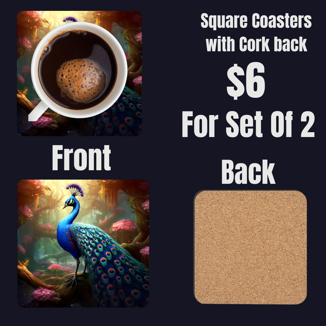 Enchanted Peacock Garden Coasters