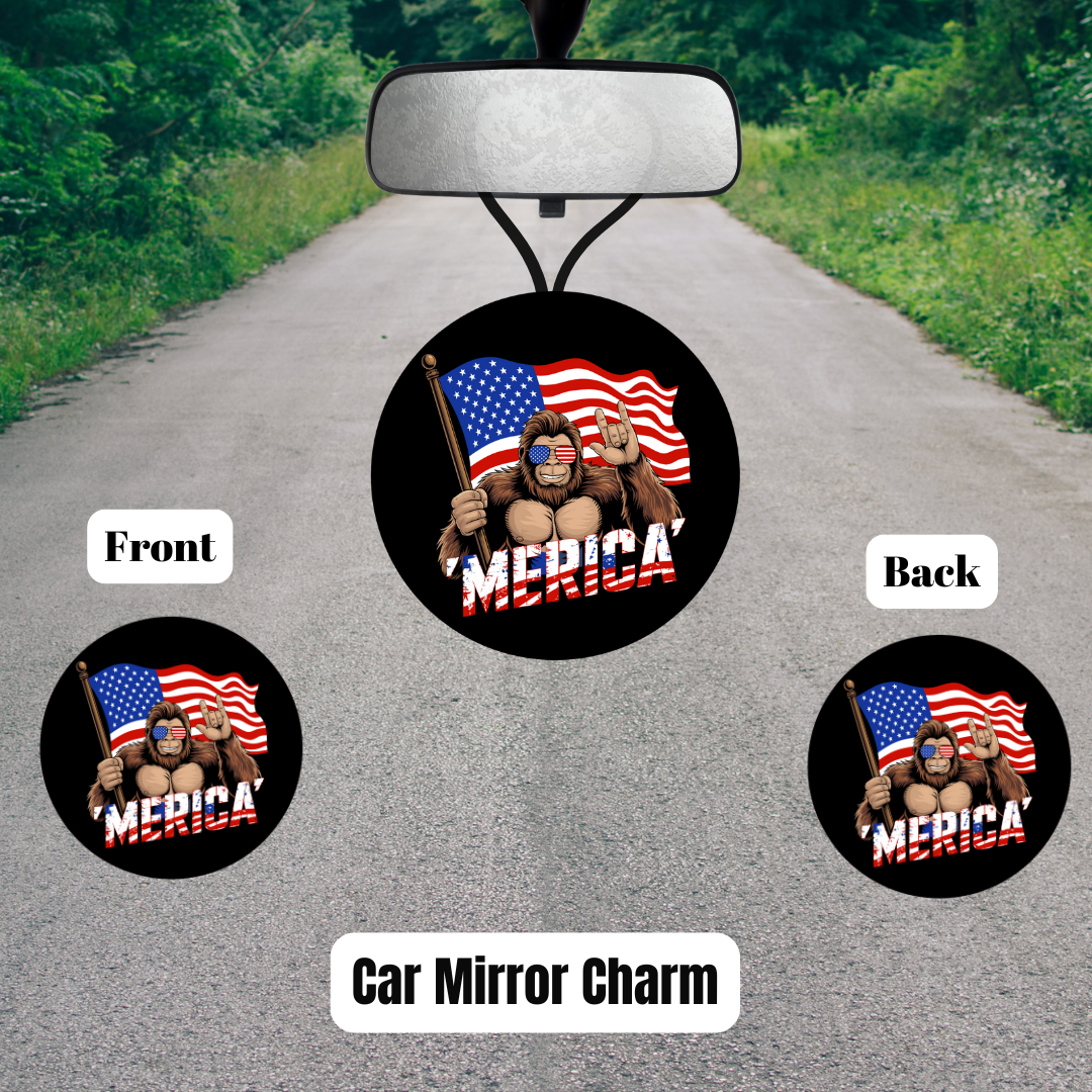 Bigfoot ‘Merica' Patriotic Car Mirror Charm Collection 🇺🇸🚗🦍