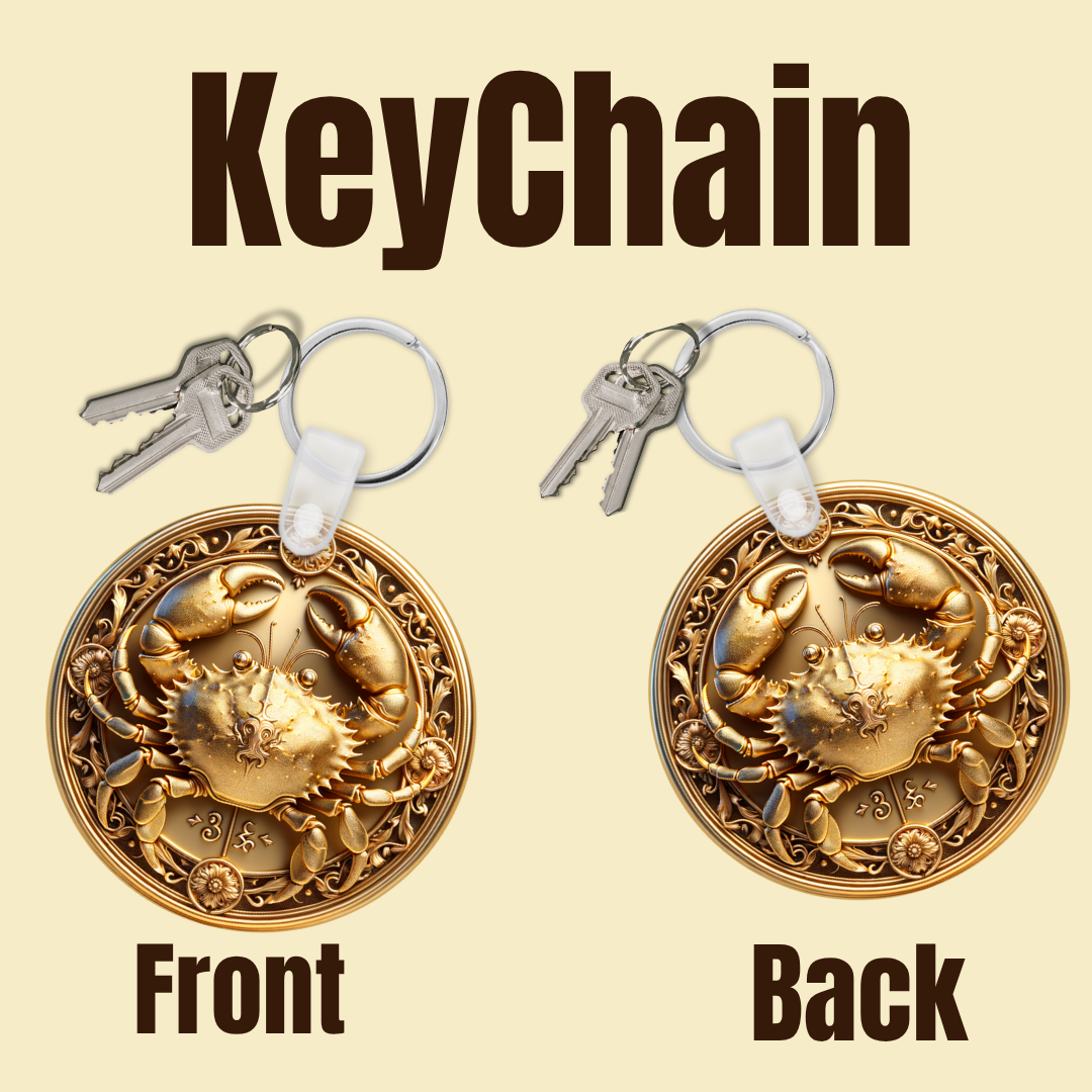 Golden Zodiac Emblem Keychain Collection