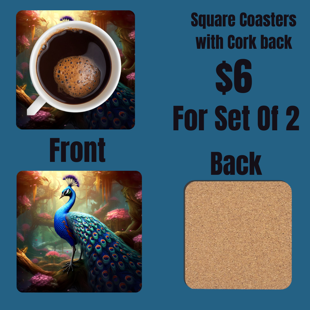 Enchanted Peacock Garden Coasters