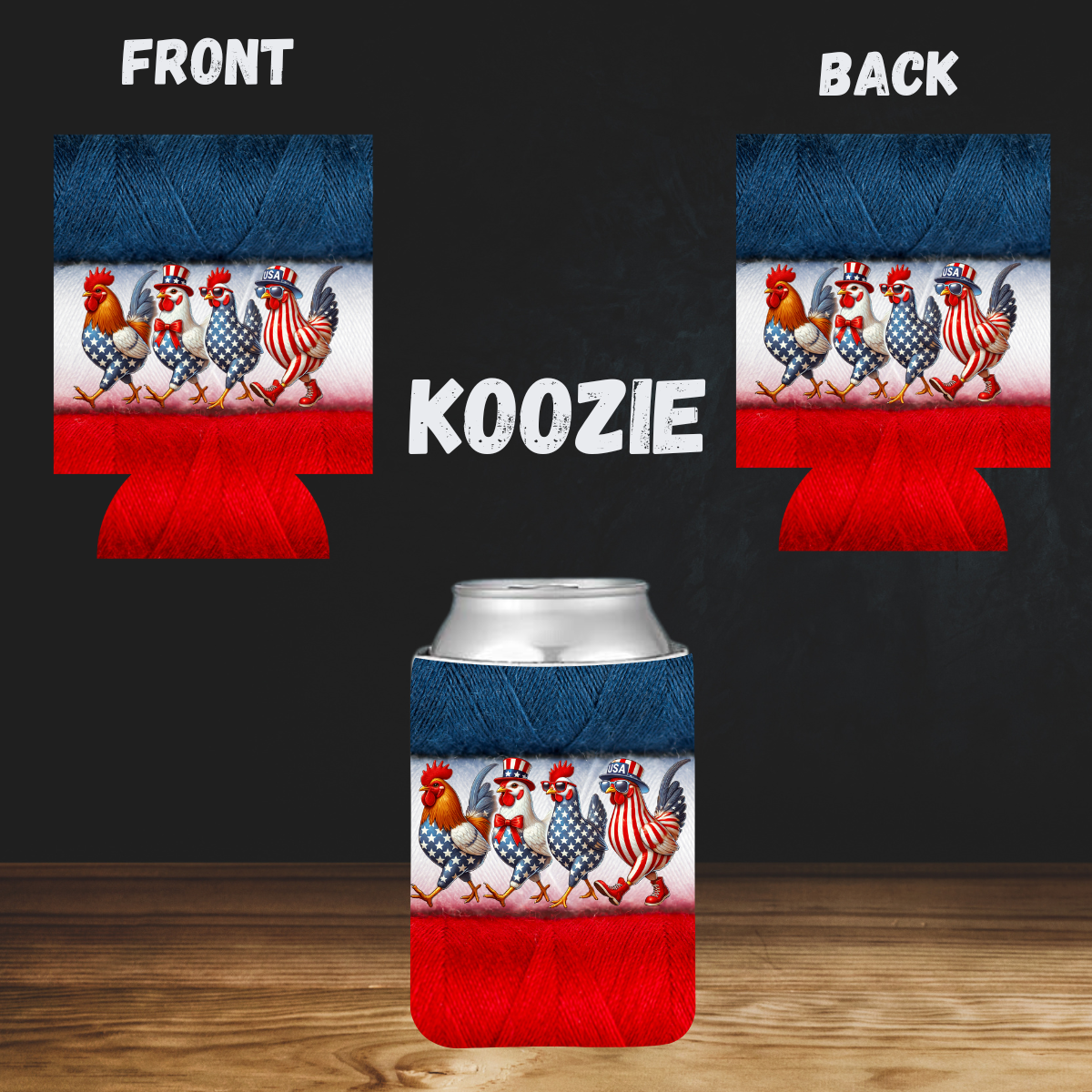 Peck Yeah! Patriotic Chicken Koozie