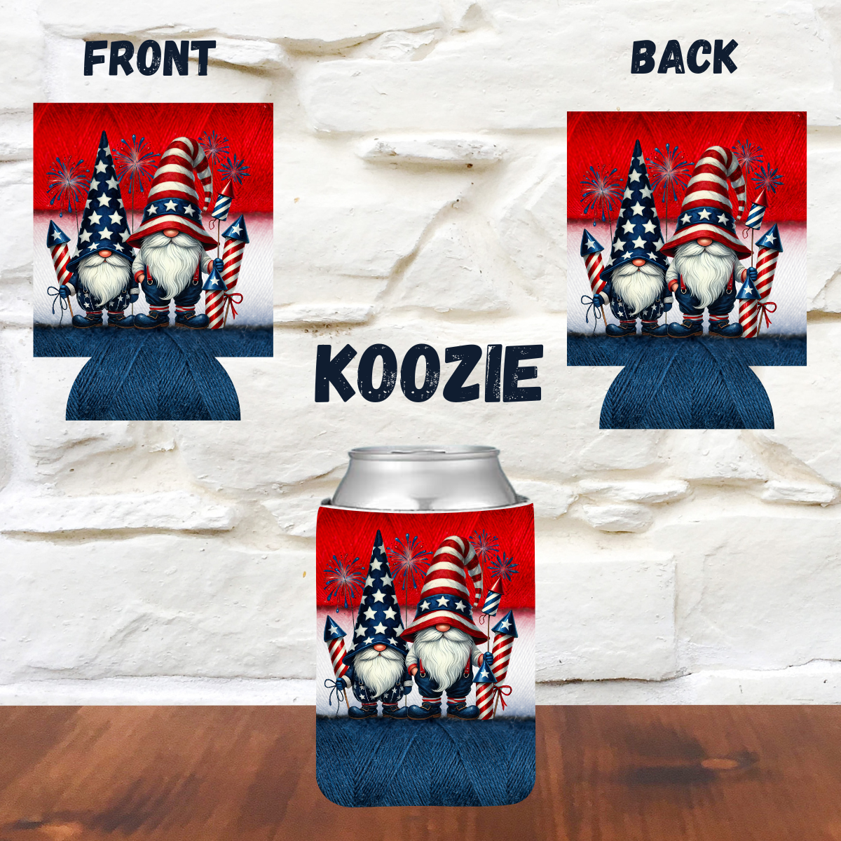 Stars, Stripes & Gnomes: 4th of July Koozie Collection