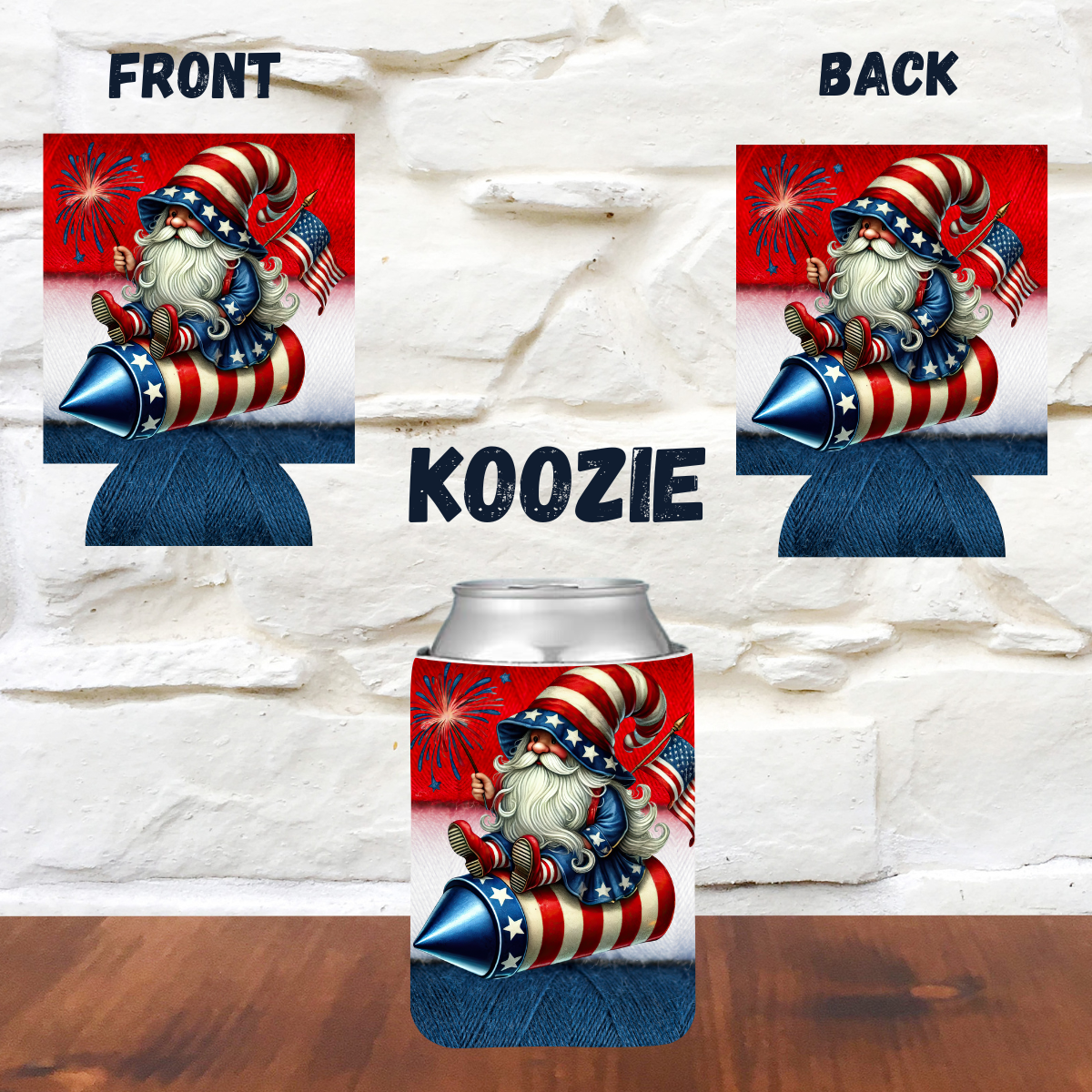 Stars, Stripes & Gnomes: 4th of July Koozie Collection