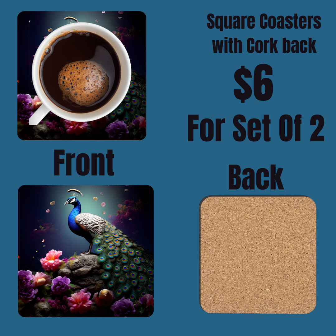 Enchanted Peacock Garden Coasters
