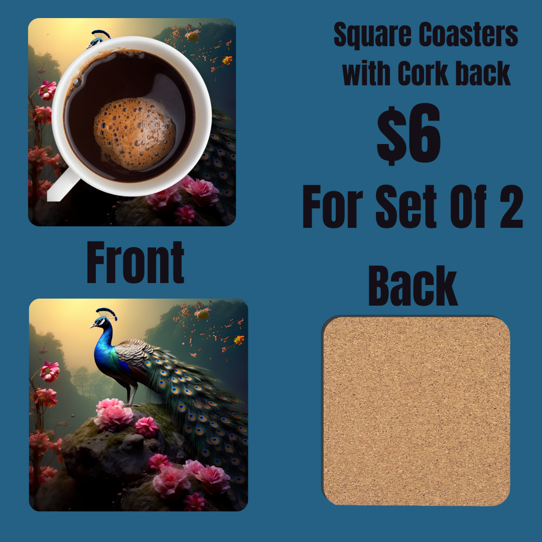 Enchanted Peacock Garden Coasters