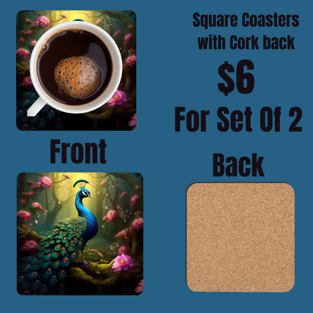 Enchanted Peacock Garden Coasters