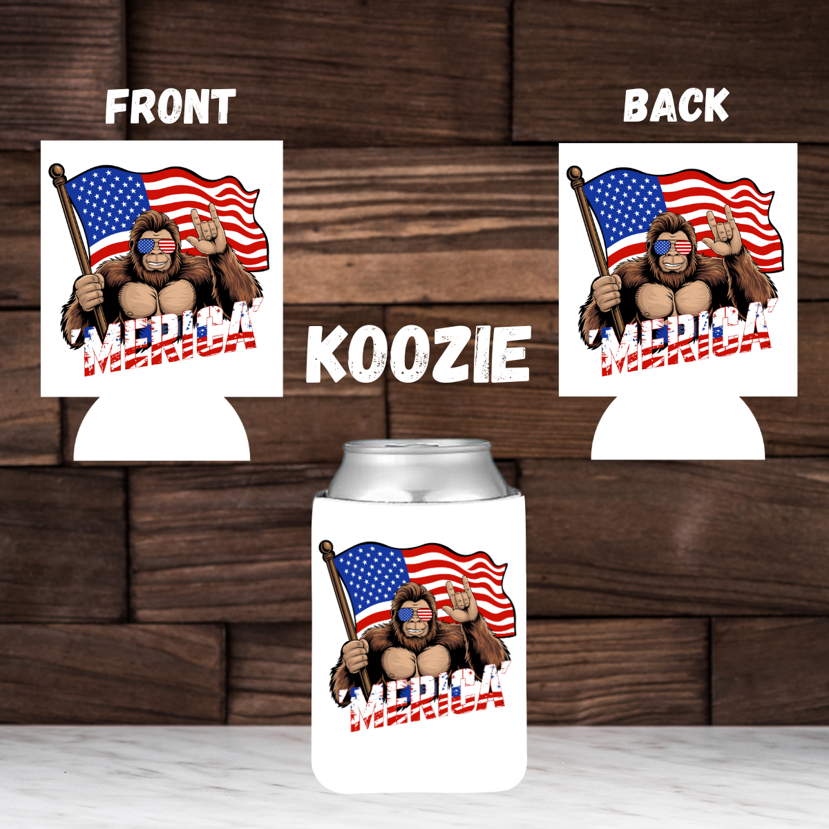 Bigfoot ‘Merica' Patriotic Koozie Collection 🇺🇸🦍🥤