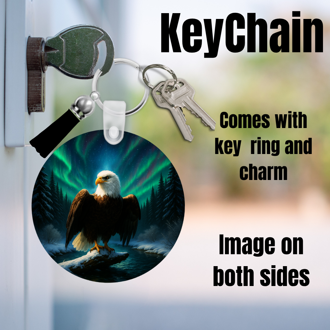 Aurora Eagle Keychain & Charm — Double-Sided