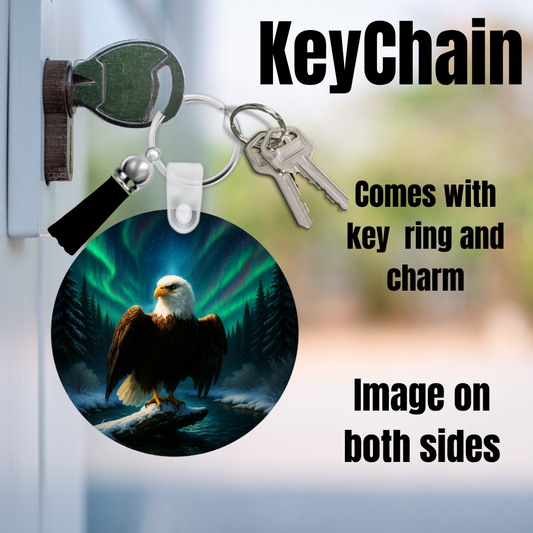 Aurora Eagle Keychain & Charm — Double-Sided