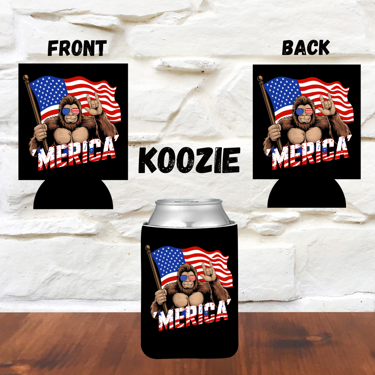 Bigfoot ‘Merica' Patriotic Koozie Collection 🇺🇸🦍🥤