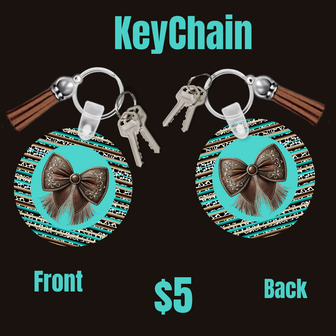 Turquoise Tribal Feather Keychain Duo