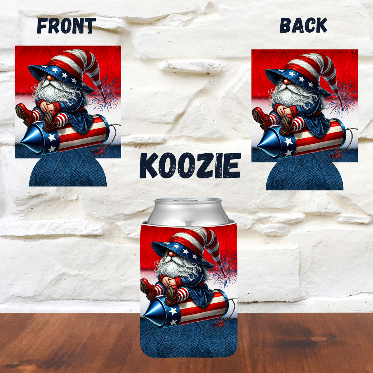 Stars, Stripes & Gnomes: 4th of July Koozie Collection
