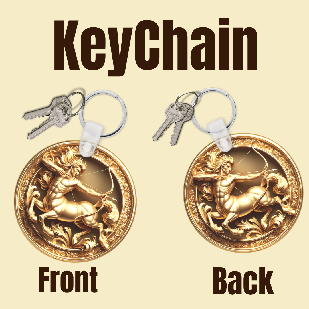 Golden Zodiac Emblem Keychain Collection