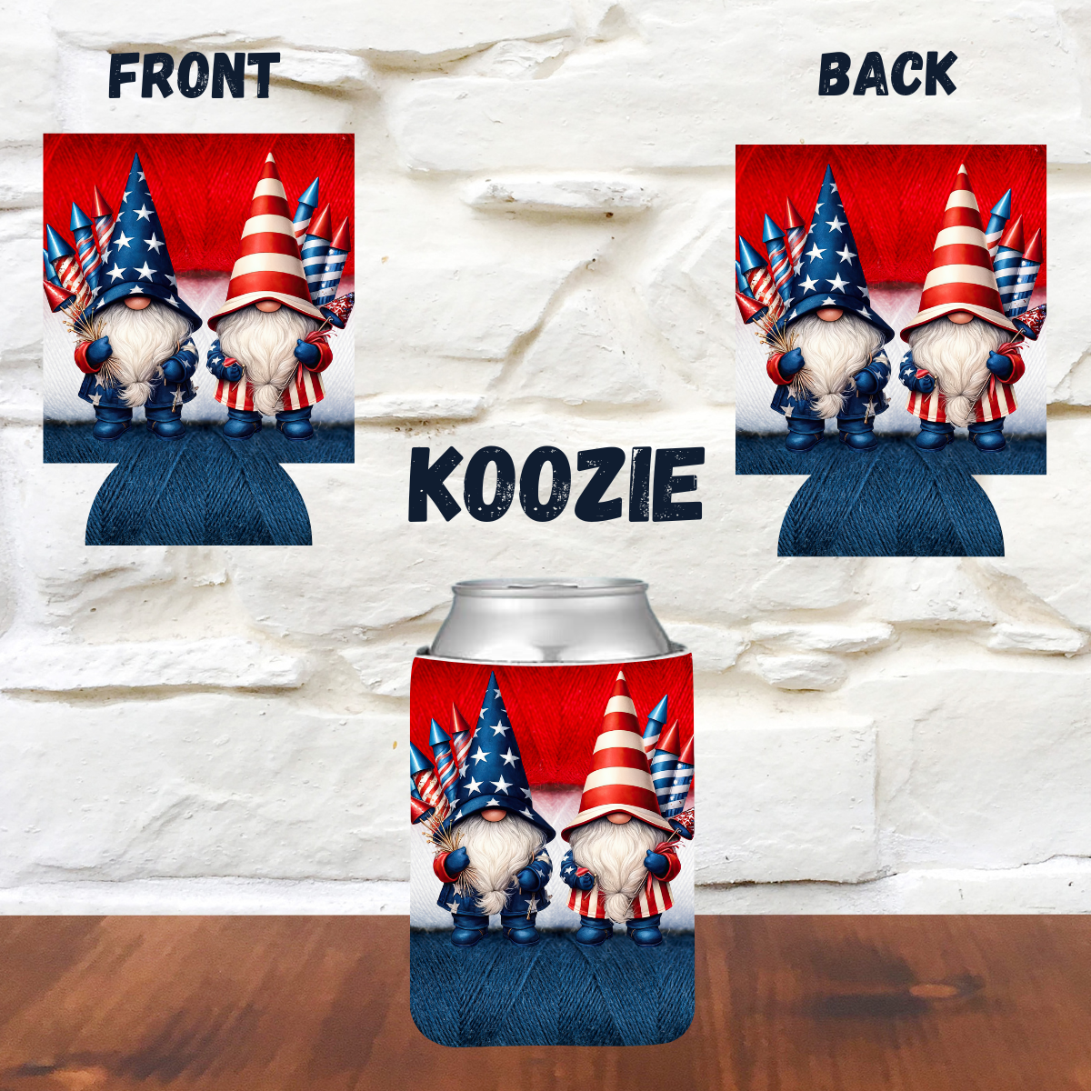Stars, Stripes & Gnomes: 4th of July Koozie Collection