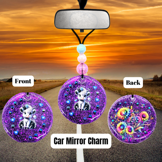 Purple Moo Bloom Car Charm
