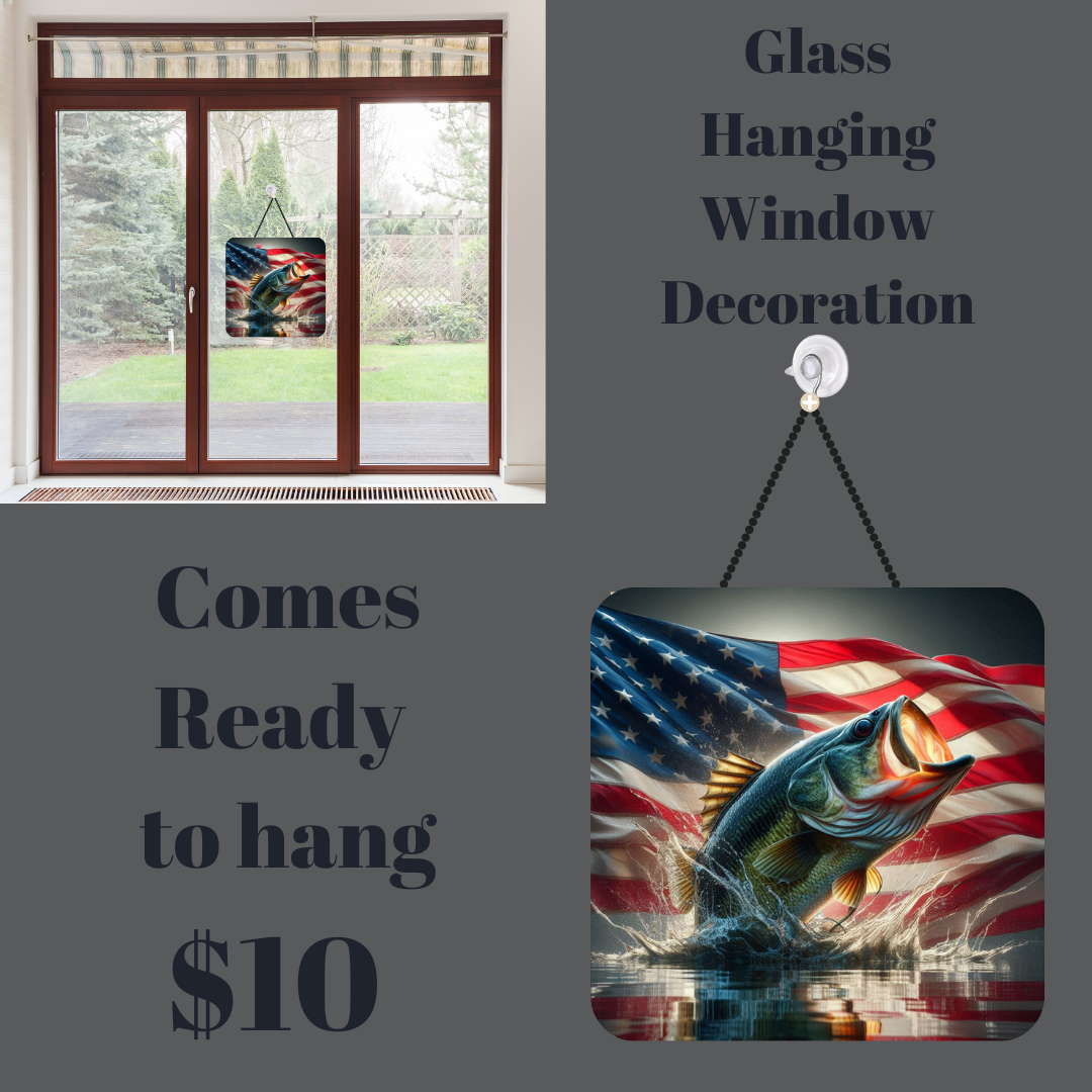 Patriotic Bass Fish Glass Hanging Window Decoration