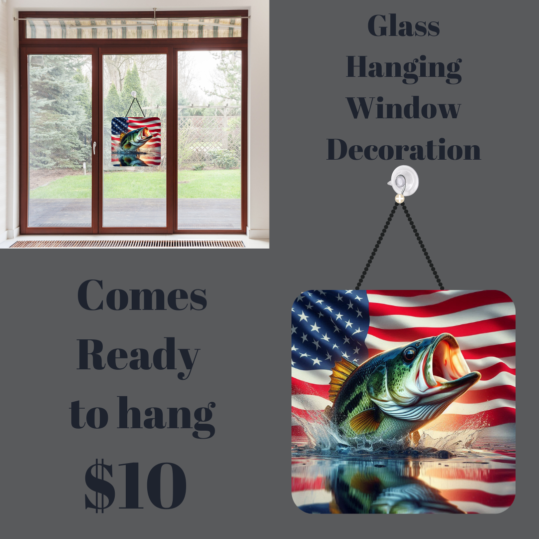Patriotic Bass Fish Glass Hanging Window Decoration