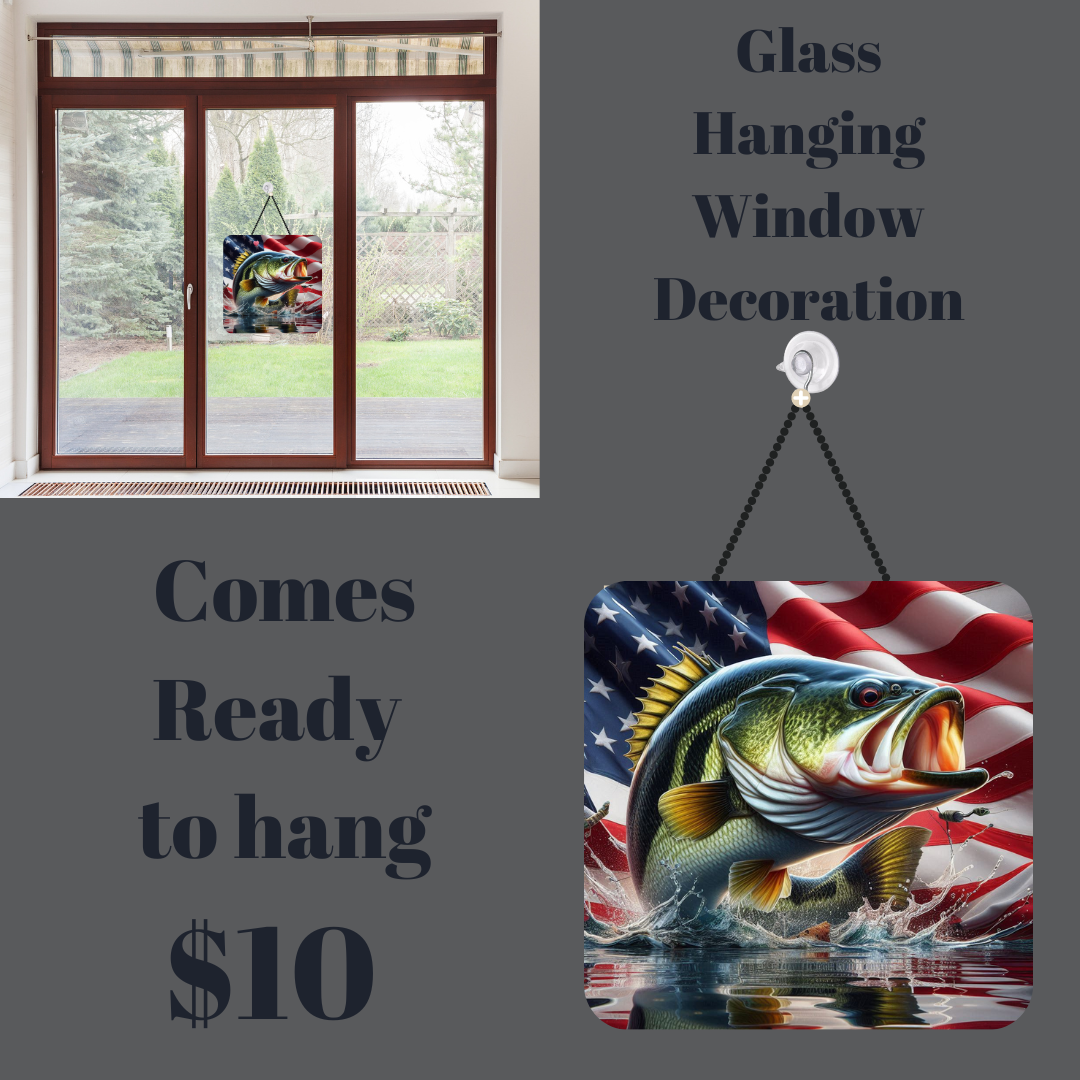 Patriotic Bass Fish Glass Hanging Window Decoration