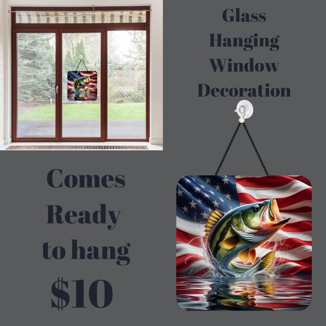 Patriotic Bass Fish Glass Hanging Window Decoration
