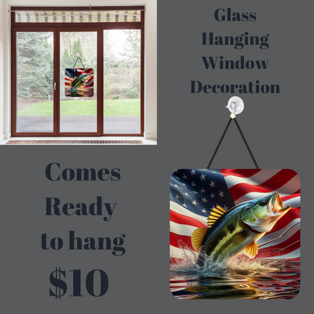 Patriotic Bass Fish Glass Hanging Window Decoration