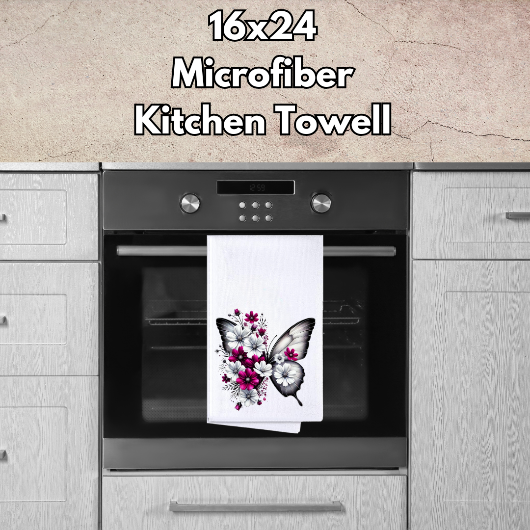 Butterfly Bloom Microfiber Kitchen Towels – 16x24