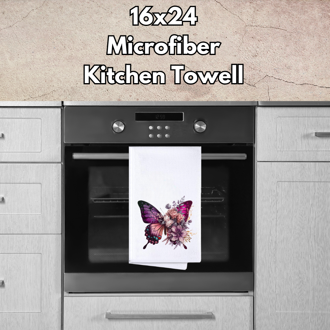 Butterfly Bloom Microfiber Kitchen Towels – 16x24
