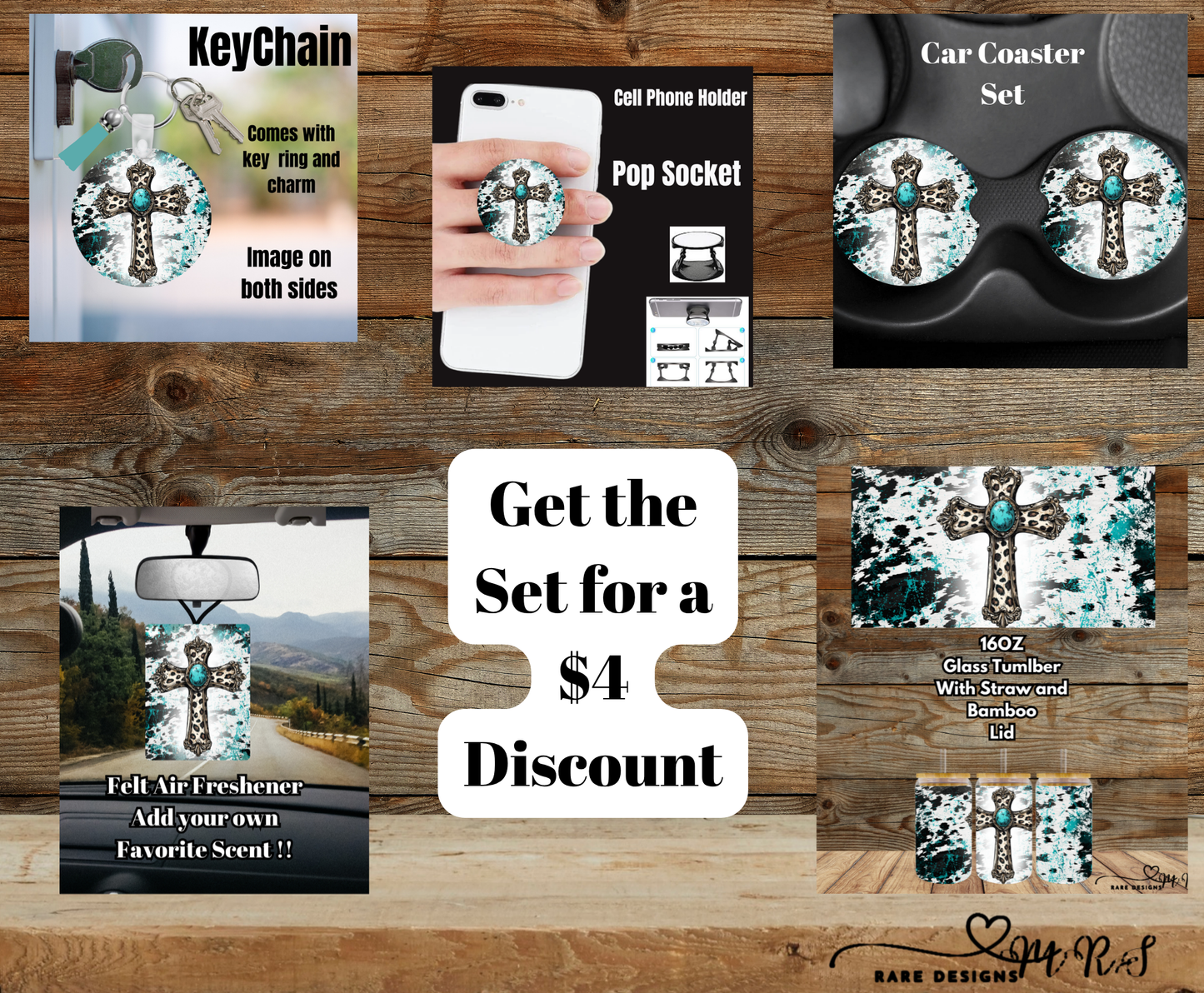Turquoise Cross Cowhide Splash Glass Gift Set (Save $4)