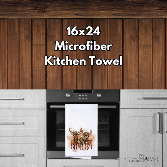 Camo Whitetail Family Microfiber Kitchen Towel — 16×24