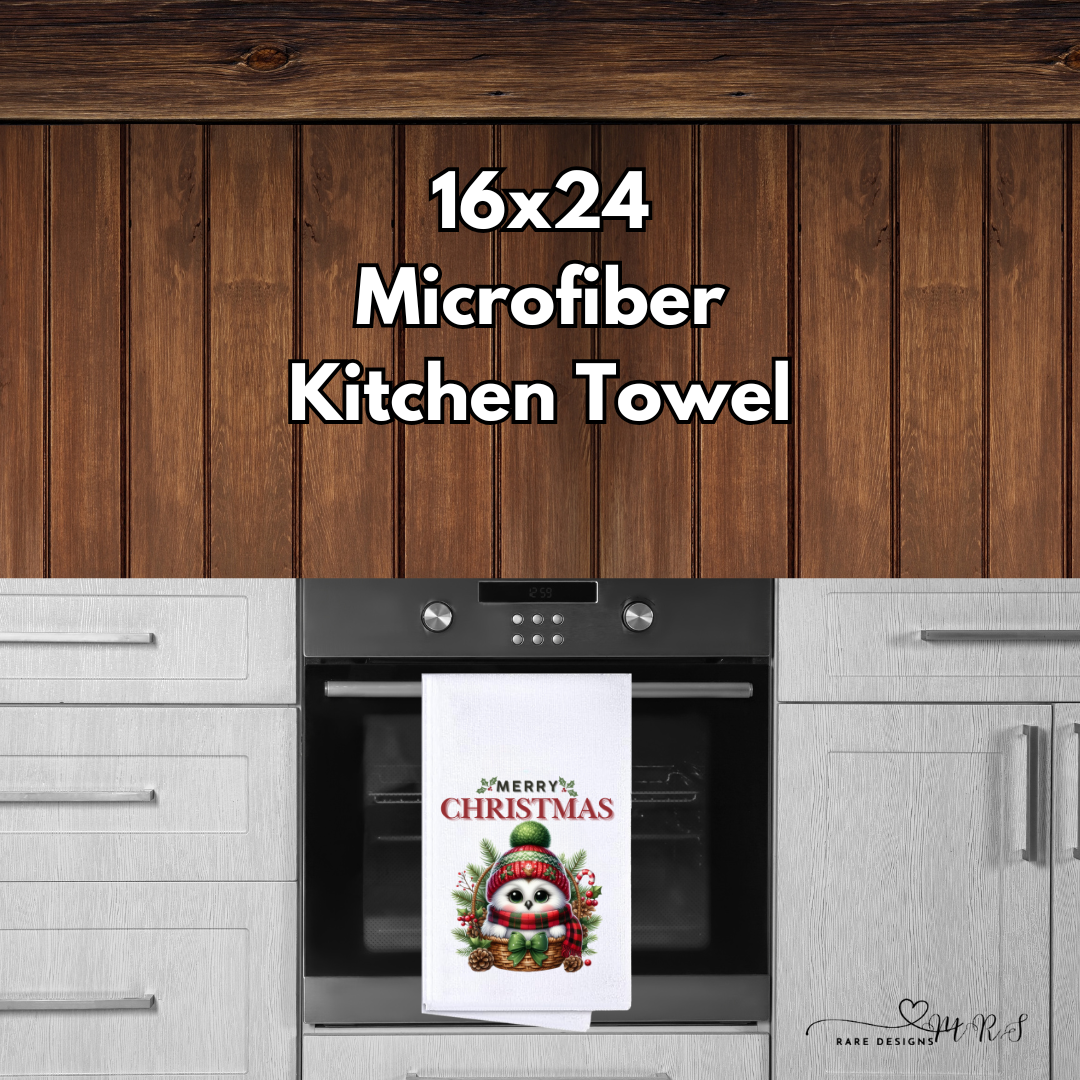 Merry Christmas Owl 16x24 Microfiber Kitchen Towel Collection