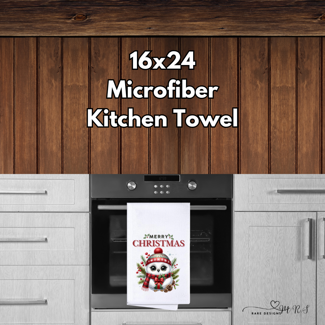 Merry Christmas Owl 16x24 Microfiber Kitchen Towel Collection