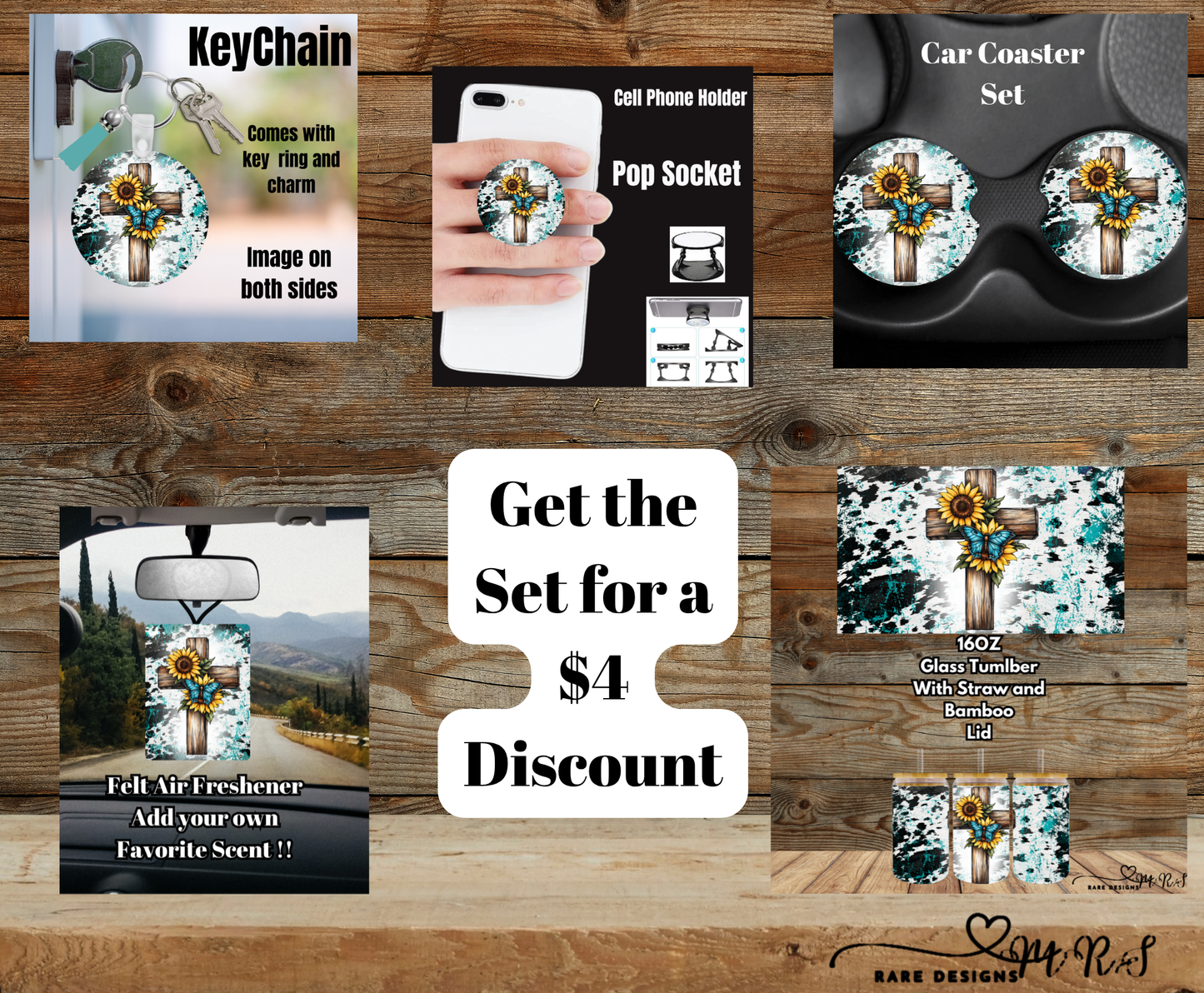 Turquoise Cross Cowhide Splash Glass Gift Set (Save $4)