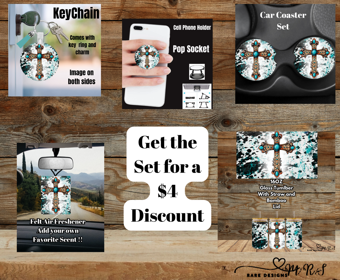 Turquoise Cross Cowhide Splash Glass Gift Set (Save $4)
