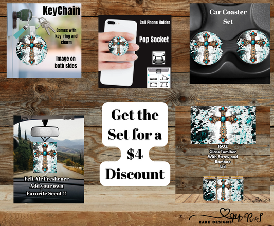 Turquoise Cross Cowhide Splash Glass Gift Set (Save $4)