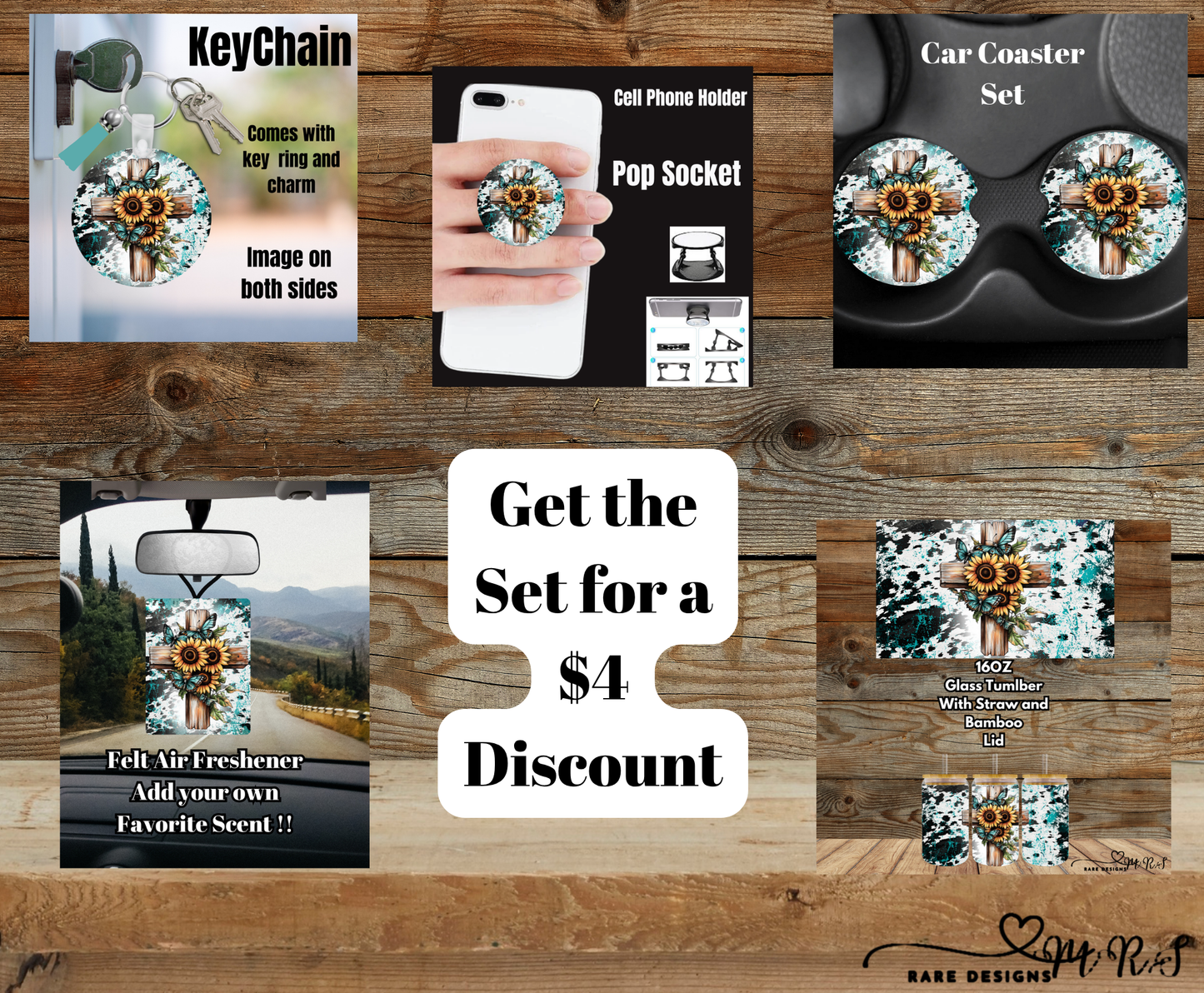 Turquoise Cross Cowhide Splash Glass Gift Set (Save $4)