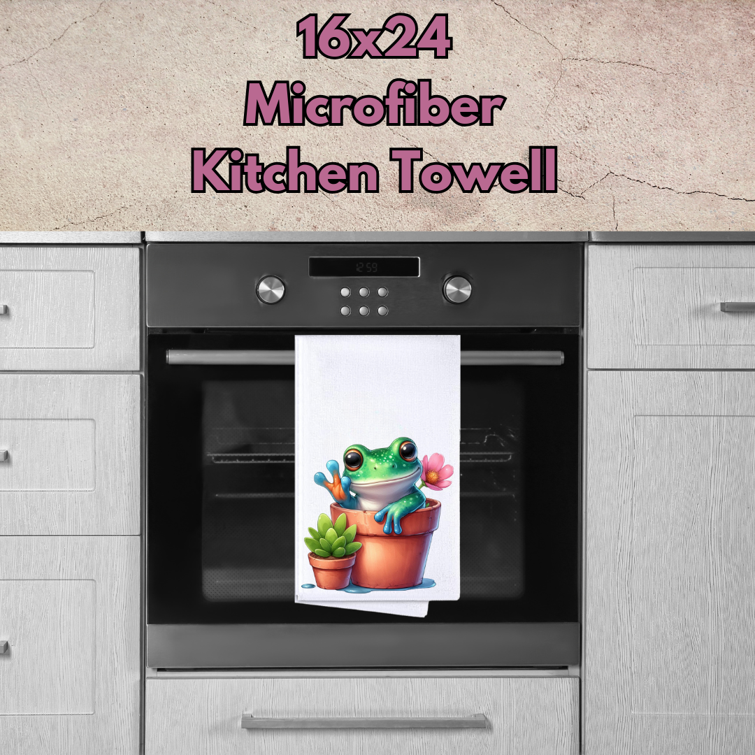 Froggy Whimsy Kitchen Towels – 16x24 Microfiber Collection