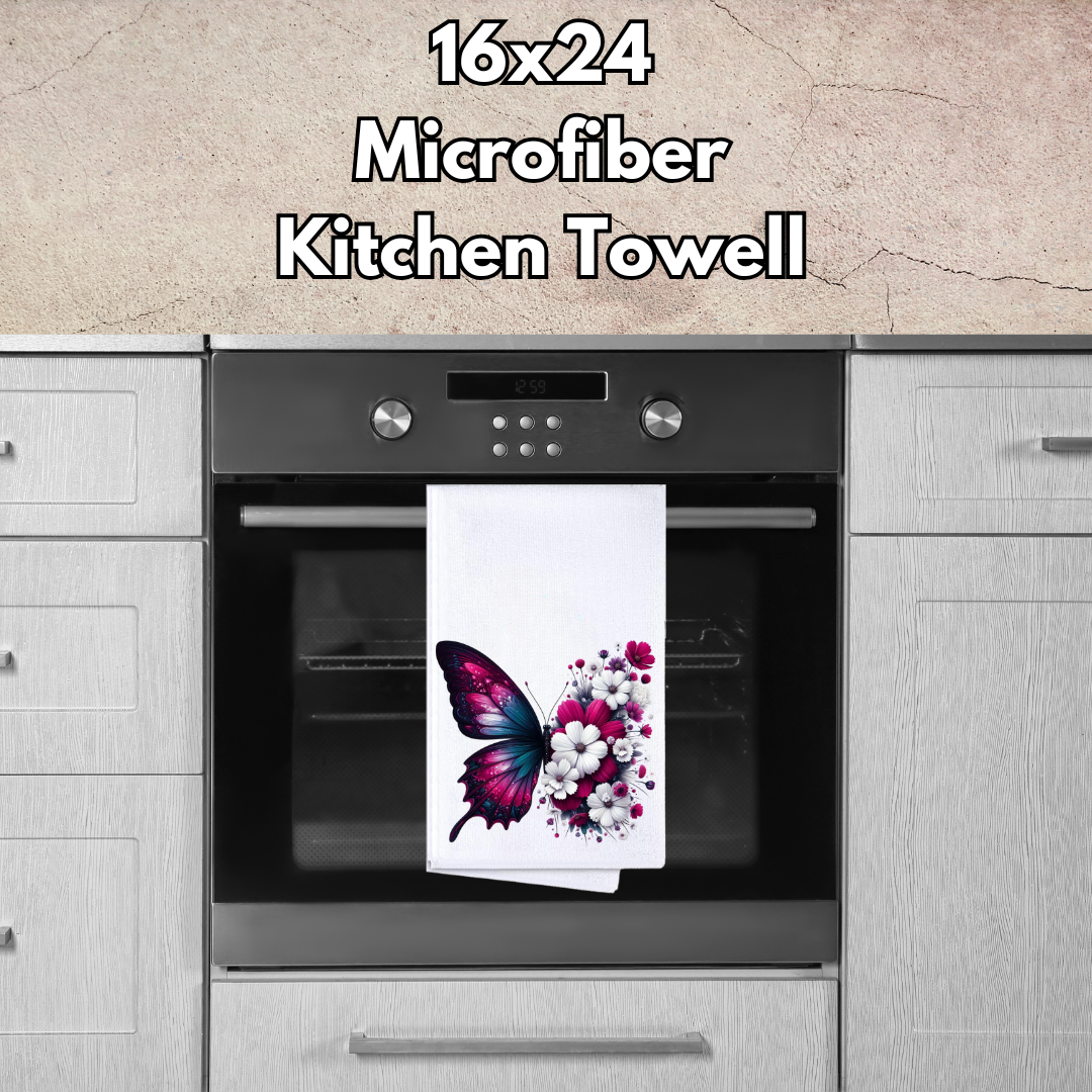 Butterfly Bloom Microfiber Kitchen Towels – 16x24