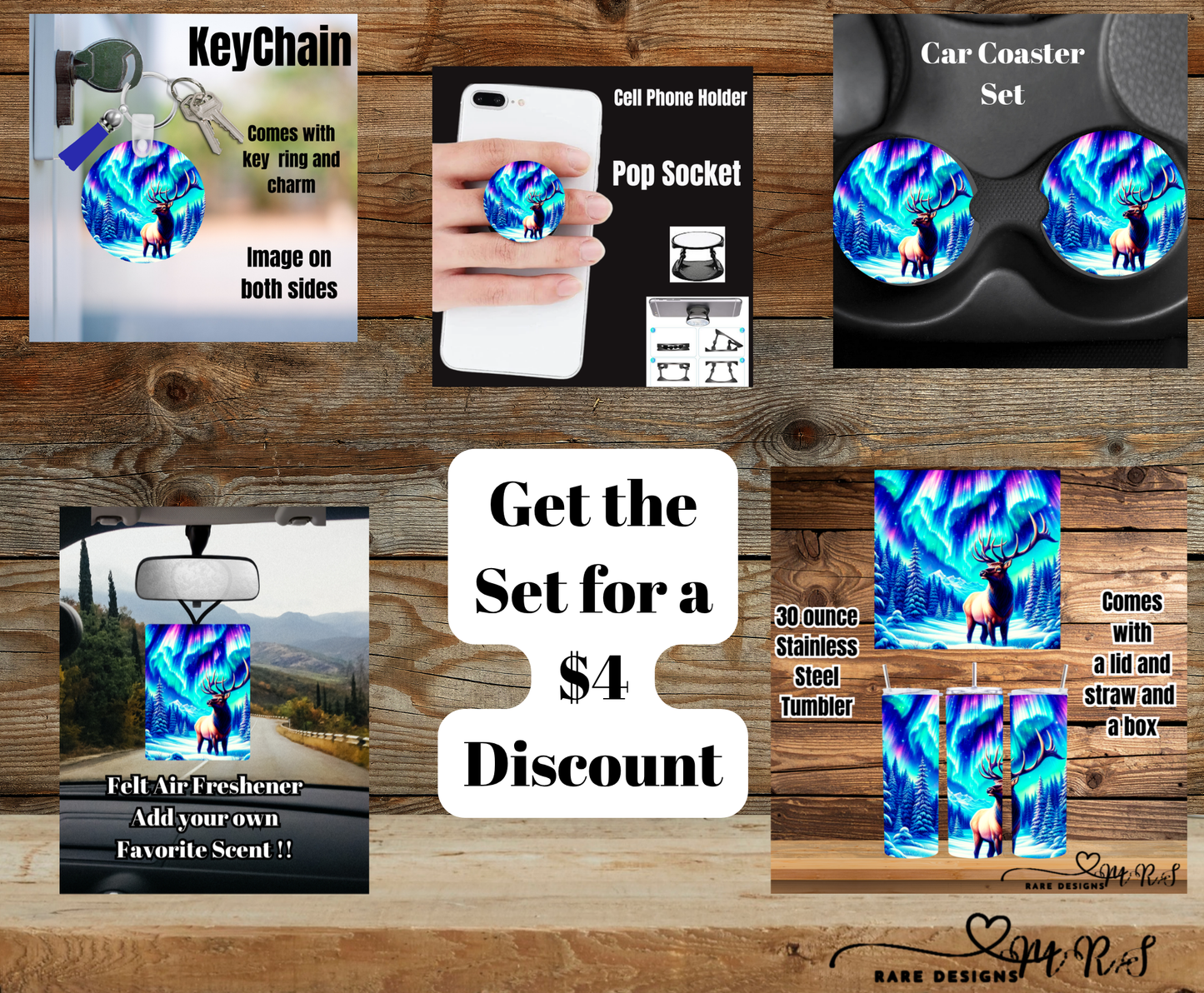 Northern Lights Elk Tumbler & Accessory Bundle – SAVE $4