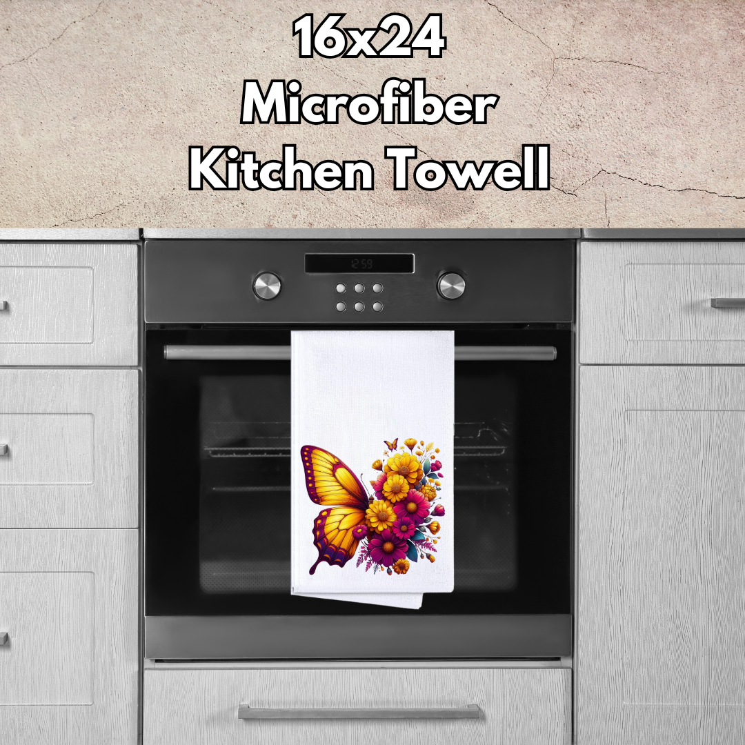 Butterfly Bloom Microfiber Kitchen Towels – 16x24