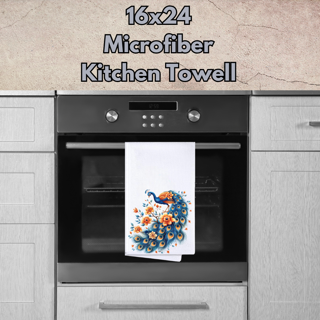 Peacock Bloom Microfiber Kitchen Towel
